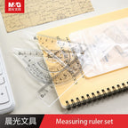 M&G 1 Set Ruler Suit 15cm Straightedge 180 Degree Protractor 45 Degree Triangle Ruler 60 Degree Triangle Ruler Stationery Set