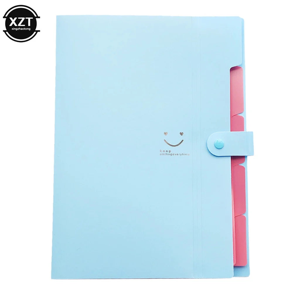 A4 Organ Folder 5 Layers Macaron Colors File Manager Storage Simple Folder for Student School and Office Stationery Supplies