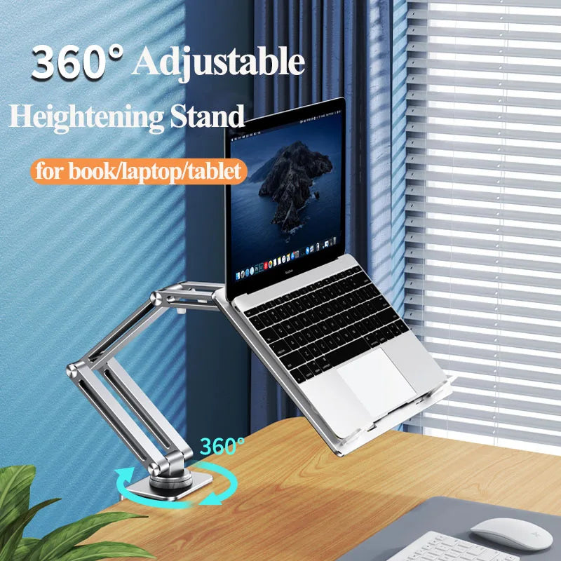 Oatsbasf Laptop Stand Clamp Tablet Hightening Support Holder Book Bracket Desktop Bed Lazy Stand 360°Rotating Hight Adjustable