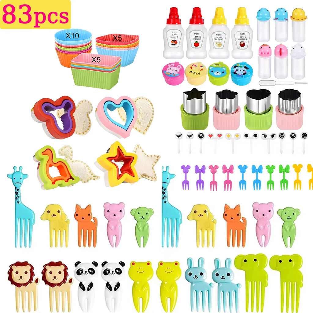 Mini fruit forks toothpicks skewer set for kids children plastic animal food picks for bento Lunch box decorating accessories