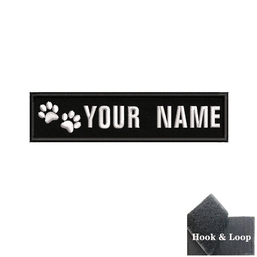 1PC 10cmX2.5cm Custom Name number Patch Badge tags Stripes Iron On Or Hook Loop dog paw dog footprints skull Punisher Telephone