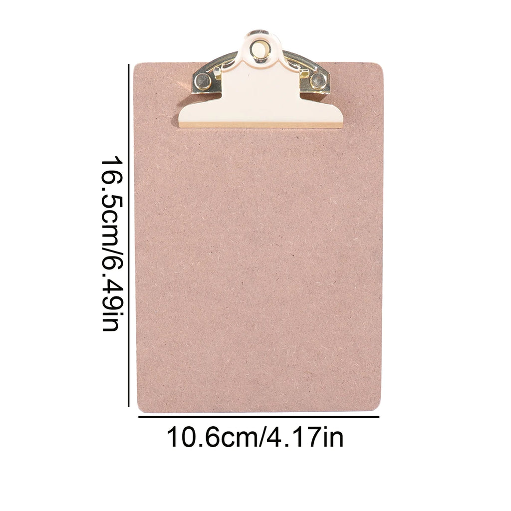 Wood Color Folder with Golden Metal Clip Different Sizes Portable Stylish Notes Ticket Holder Office School Stationery Supplies