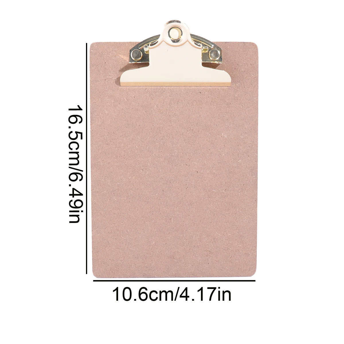 Wood Color Folder with Golden Metal Clip Different Sizes Portable Stylish Notes Ticket Holder Office School Stationery Supplies