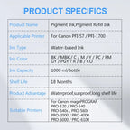 For Canon PFI1700 PFI-1700 1000ML Pigment Ink PFI-57 PFI 2700 3700 PFI-1000 PRO-520 540 540s 560s 2000 4000 PRO-6000 PRO-6100