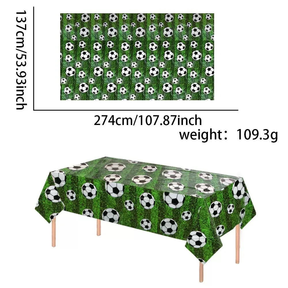 Football Party Tablecloth Decorations Soccer Ball Theme Party Supplies Disposable Table Cover Tableware Set Kids Birthday Party