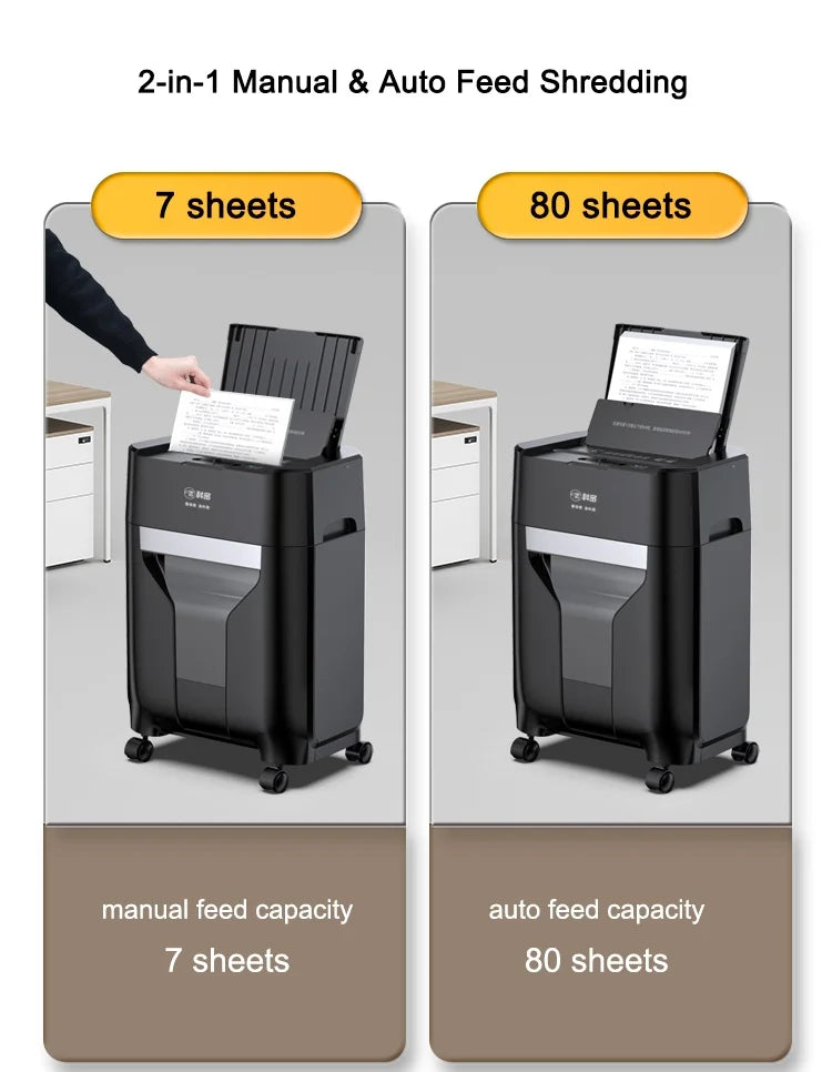 High Speed Fully Automatic Electric Paper Shredder Machine Cross Cut 4*12mm 80 Sheet Auto Feed Office COMET AF-780