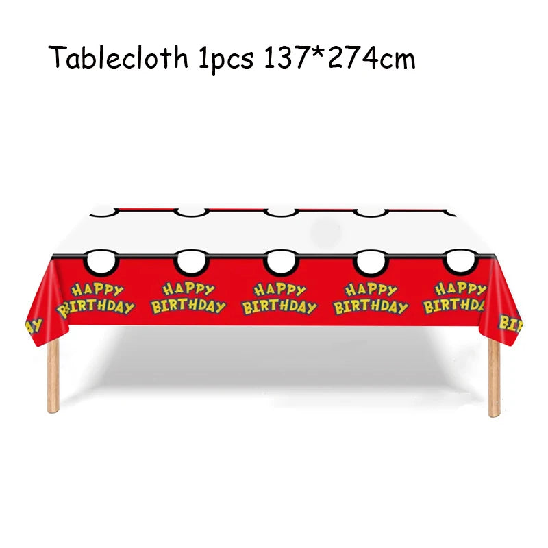 1pcs Pikachu Poké Ball Party Tablecloth Birthday Party Decoration Plastic Table Cover Tableware Baby Shower Supplies