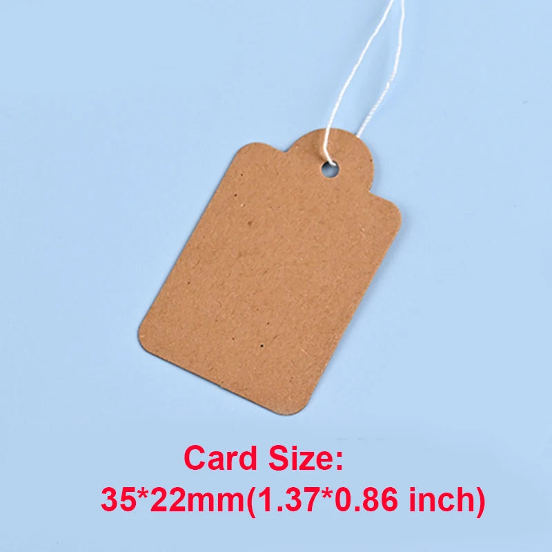 100pcs Kraft Paper Price Tags 35*22mm Necklace Bracelelt Earring Jewelry Display Label Cards Small Bussiness Wholesale Supplier