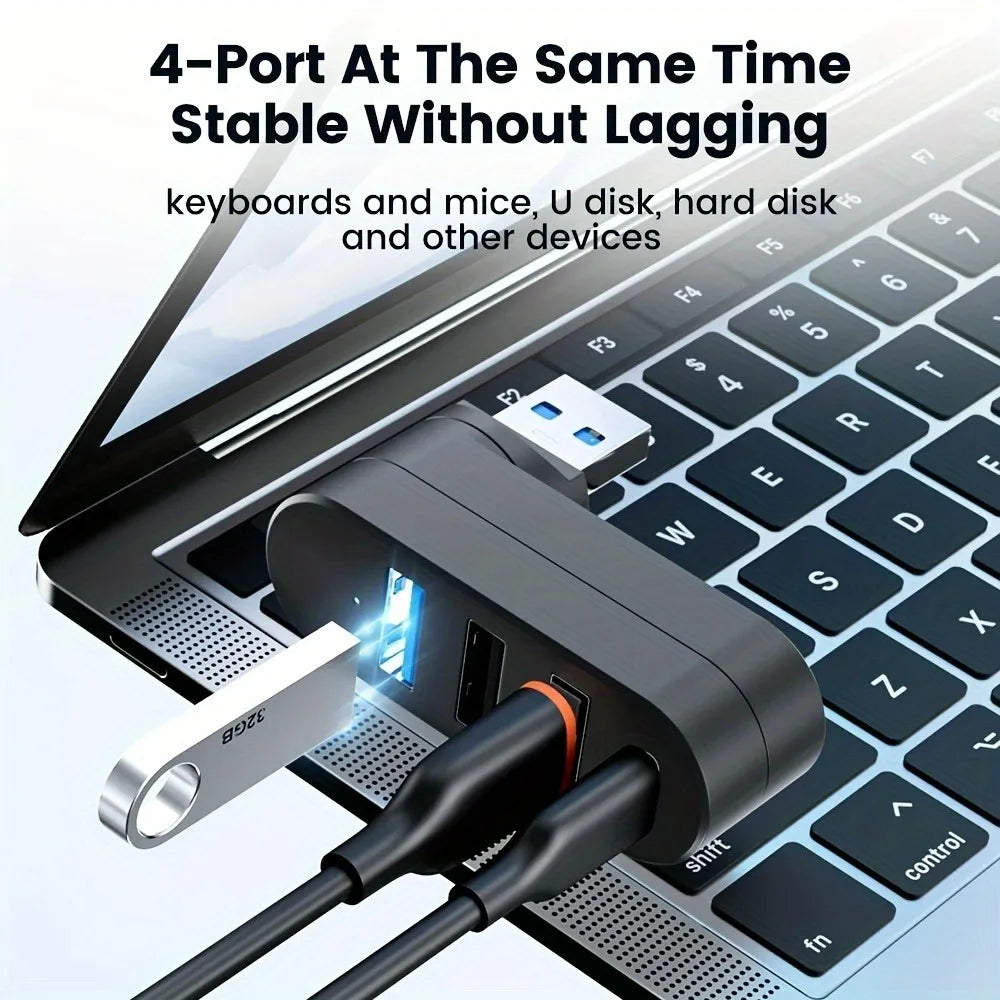 Mini Splitter 4 Ports USB Hub 3.0 Box Rotatable USB Data Transfer Multiple Expander For Computer Laptop MacBook PC Accessories