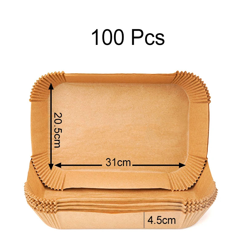 Large Rectangle Air Fryer Disposable Paper Liner 31 cm Nonstick Airfryer Parchment Special Baking Paper for 3-9QT Cooking Basket