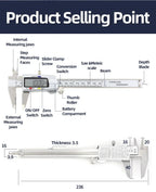 Vernier Caliper Professional Pachymeter Carpentry Tools Measuring Tool Micrometer Ruler Stainless Steel Pachometer Dial Calipers