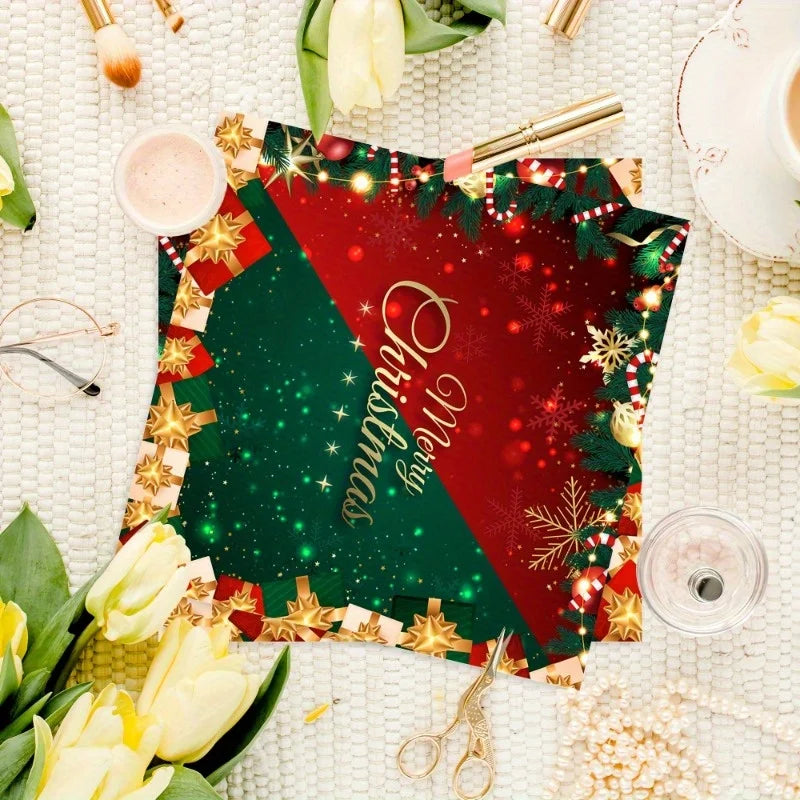 40pcs Count Festive Christmas Paper Napkins with Snowflakes,Merry Christmas Holiday Dinner,Party Birthday Decorations, Christmas