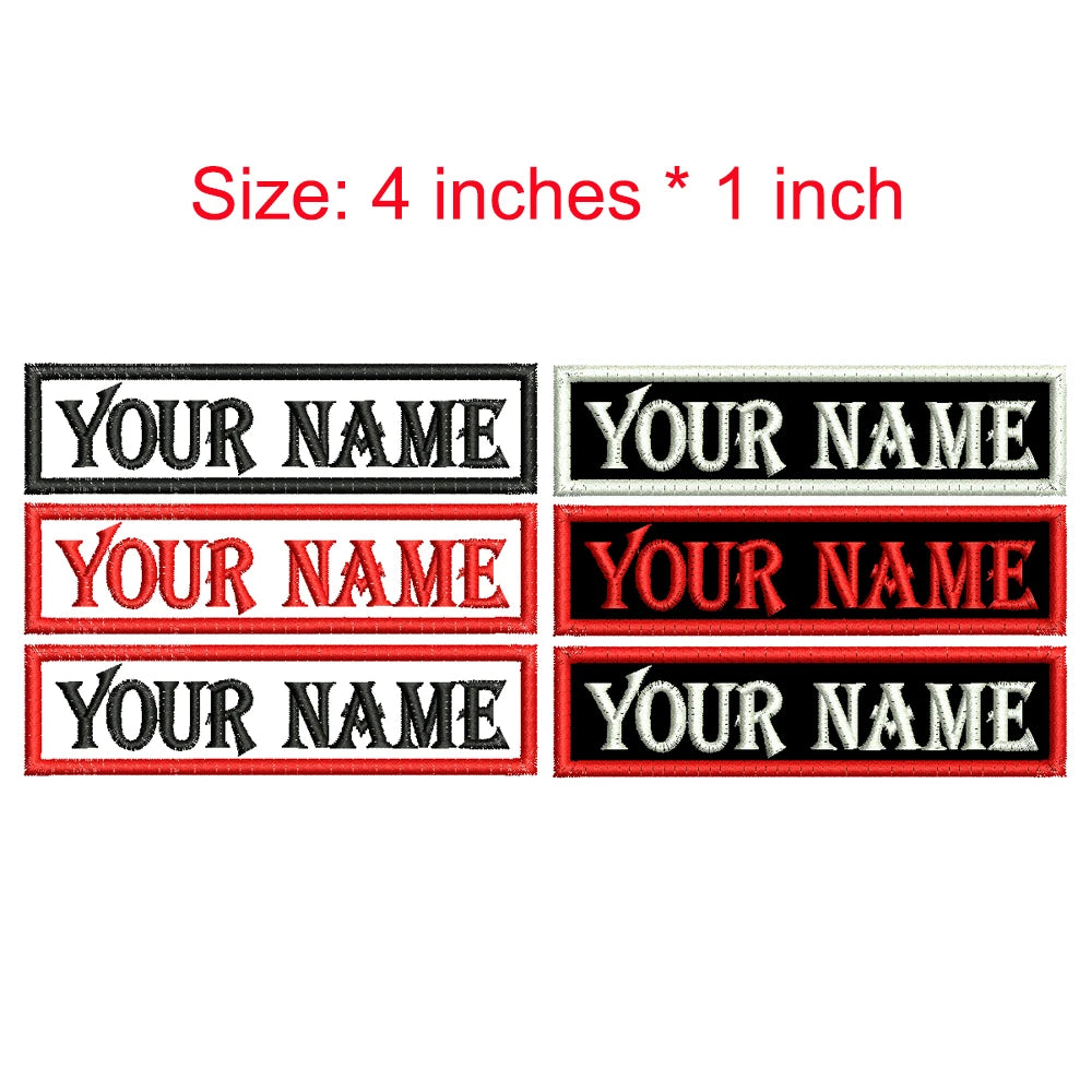 Custom Texts Name Tag 4 Inches Wide Iron On Embroidery Label/Personal/Brand On Left Chest Or Symbol