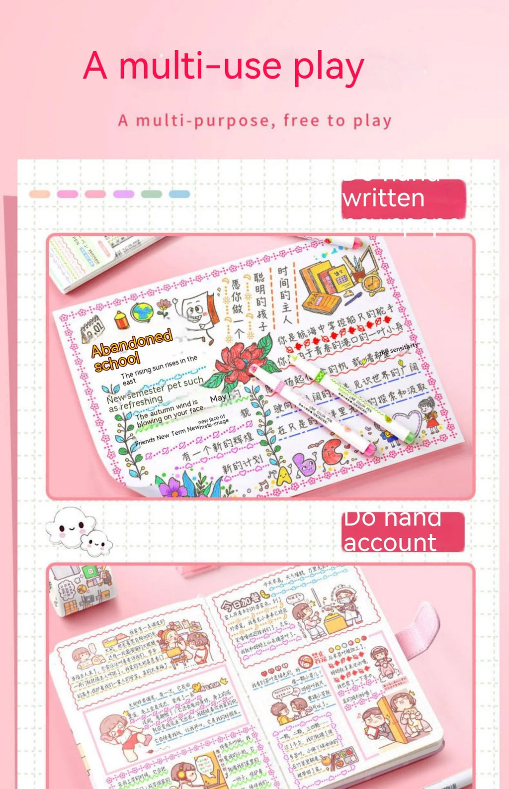 Kawaii Flowers Line Shaped Highlighter Pens, Roller Tip, Curve Liner, Marker for Writing, Journaling,Drawing Stationery, 6Pc Set