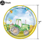  Green Tractor Birthday Party Supplies Farm Tractor Paper Plates Cup Napkins for Tractor Birthday Party Decoration Supplies