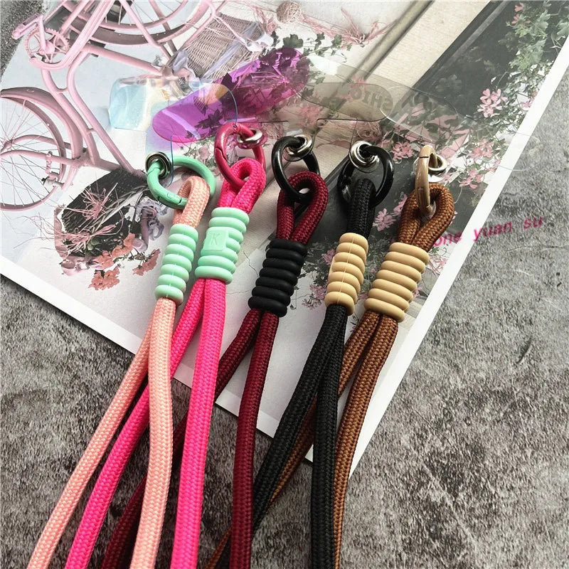 Cellphone Strap Candy Color Rope for Cards Metal Keyring Wrist Lanyard Keychain Portable Cellular Pendant Premium Hand Strap
