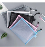 Nylon Mesh File Bag A4 A5 A6 Transparent Zipper Test Paper Information Bag Office Student Pen Bag Subject Bag Puzzle Storage Bag