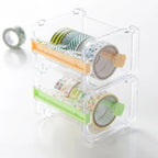 Stackable Tape Dispenser Transparent Design Tape Holder Creative Washi Tape Cutter Stationery School Supplies Office Supplies