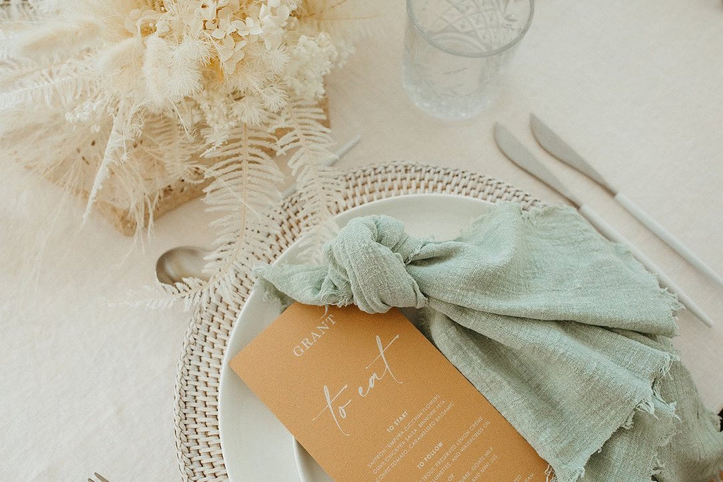 10pcs 32x32cm Gauze Cotton Wedding Napkins Reusable Green Trim Tea Towel Rustic Retro Burrs Napkins for Party Table Decoration