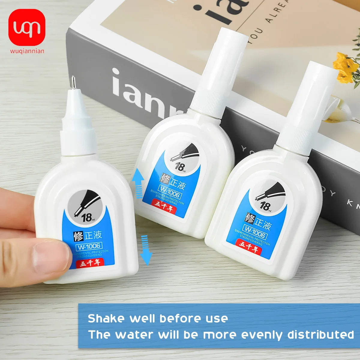 WQN-1/3/6PCS Simple White Correction Fluid 18ml, Fine Needle Tip, Anti-Stain, Durable, for Students and Office Supplies