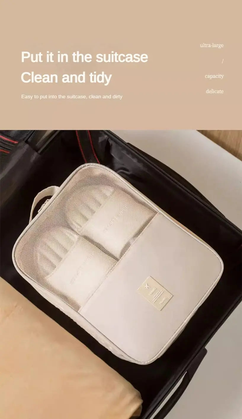 Travel Shoe Bag Storage Bag Washed Diagonal Breathable Mesh Multiple Pairs of Shoes Portable Shoe Box for Business Trips