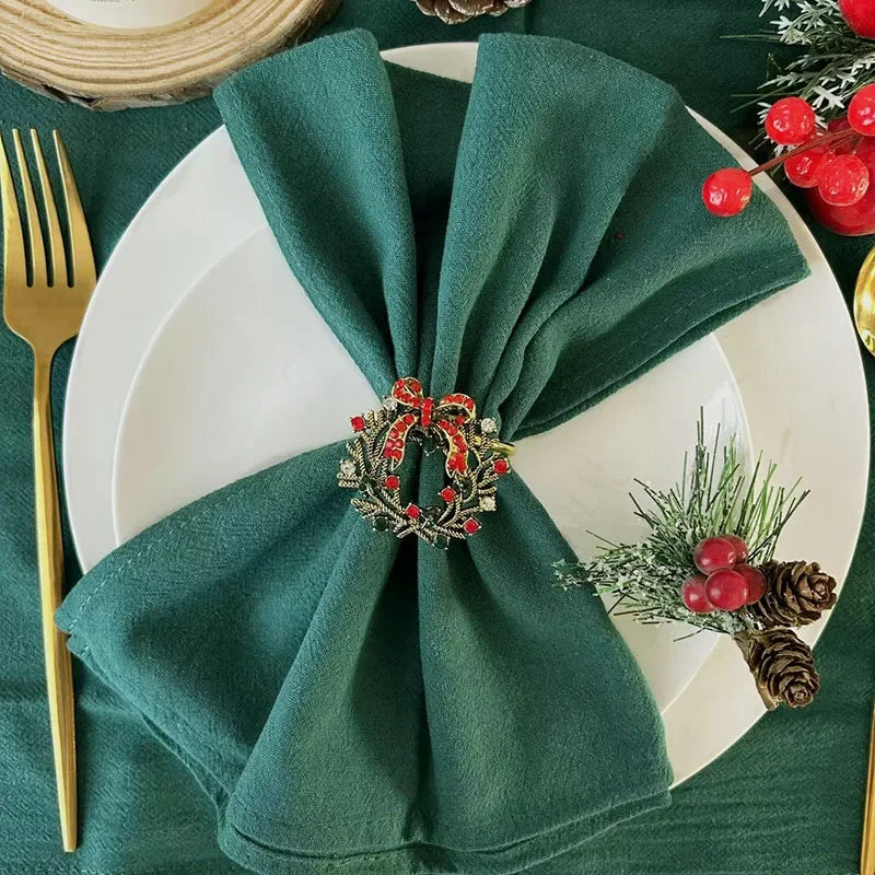 4PCS Christmas Red Cloth Napkins Washable 30x45cm 100% Cotton Fabric Tea Towel for Dinner Wedding and Parties Decor