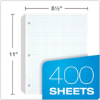 Loose Leaf Filler Paper 8.5x11 Inches 4x4 Graph Rule 3 Hole Punched for 3 Ring Binders 400 Sheets Per Pack White Bulk School Office Supplies Notebook Paper Grid Paper