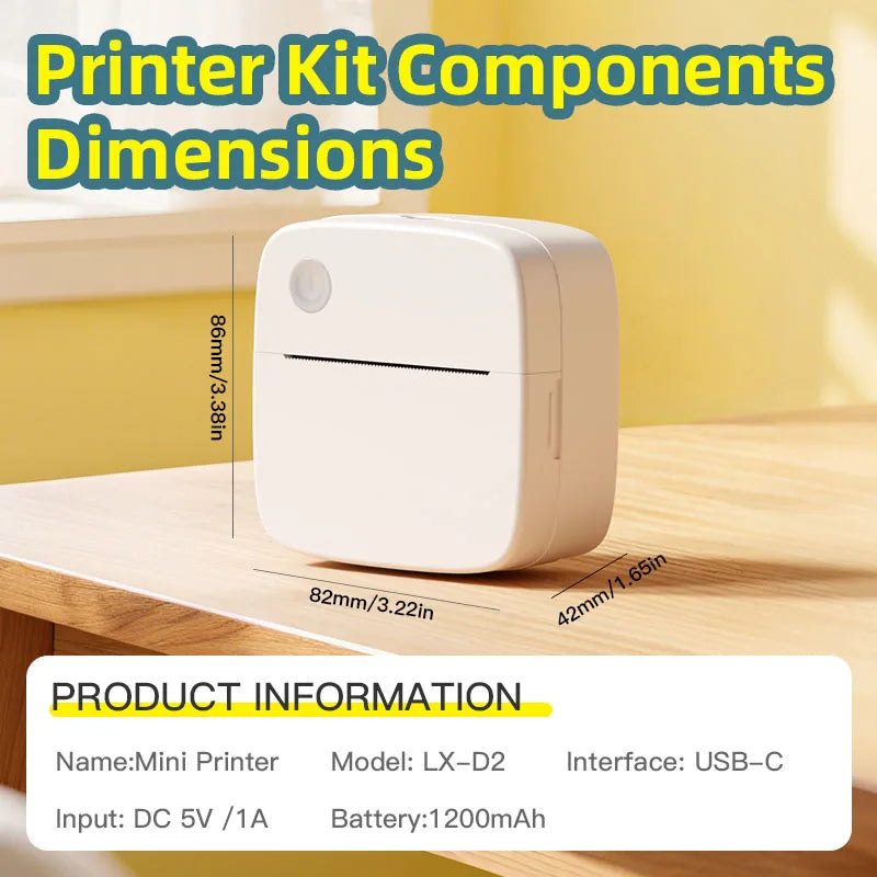 Mini Portable Wireless Label Printer  DOLEWA D2 Wireless Function, Thermal Sticker Maker, Handheld Tips, Learning Marking