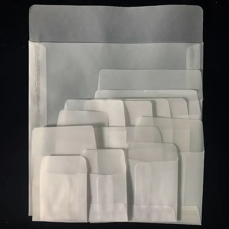 50pcs/lot Translucent Mini Envelope Jewelry Storage Bag for Card Earring Necklace Gift Packaging Bags Wedding Wedding Envelopes