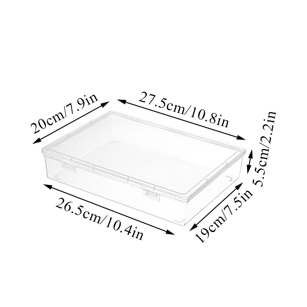 A4 Transparent Storage Box Portable Plastic Large Capacity Document Stationery Jewelry Storage Case School Home Office Supplies
