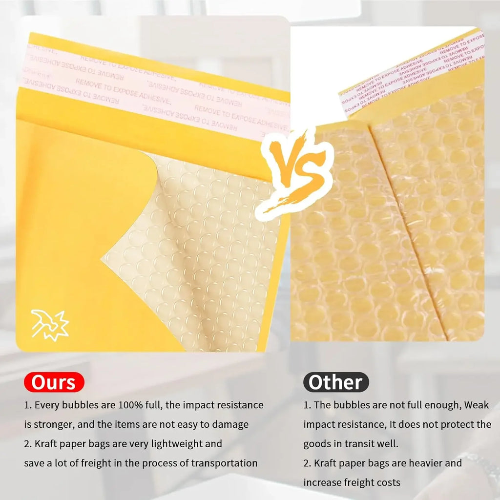 Yellow Kraft Bubble Envelopes Bag Waterproof Self Seal Packing Bag Mailers Shipping Envelope Adhesive Pouch Storage Organizer