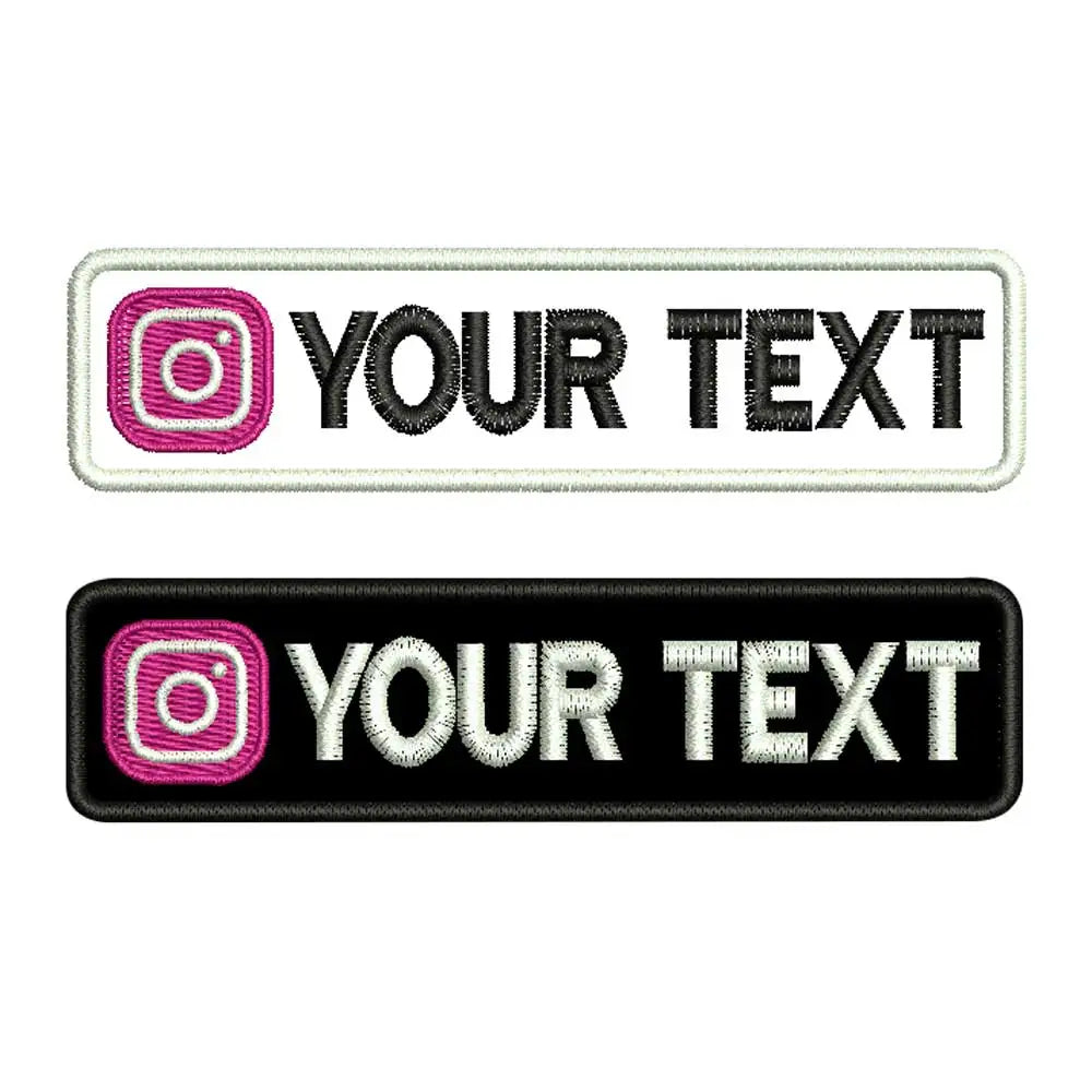 Custom Name Tags Number ID Badge Embroidered Patches with Instagram Logo Iron on Hook Loop Backing