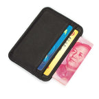 Genuine Leather Card Holder Slim Business Card ID Holder Credit Card Case Thin Small Wallet for Men Cardholder Sticker Black