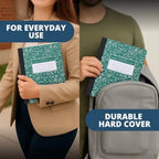Hard Cover Composition Notebook, Green Marble Comp Book, 9.75″ x 7.5″, 5x5 Grid Graph Ruled, 100 Sheets 200 Pages