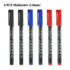 6 Pcs Erasable Whiteboard Pen 0.5/1.0mm Fine Point Black/Blue/Red Ink Blackboard Marker School Office Art Writing Stationery