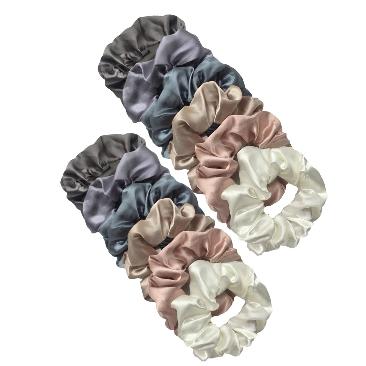 12/8pcs Premium Satin Large Intestine Hair Bands for Women Hundreds of Fabric Rubber Bands Hair Accessories