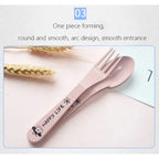 3Pcs/set Wheat Straw Baby Dishes Cartoon Tableware Set Kids Dinner Platos Baby Feeding Plate Training Bowl Spoon Fork Tableware