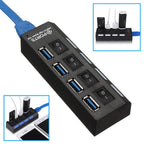 Multi Ports USB HUB 3.0 4/7 Ports Portable Super Speed 5Gbps Multiple USB Port Expander with Switches Power Adapter For PC