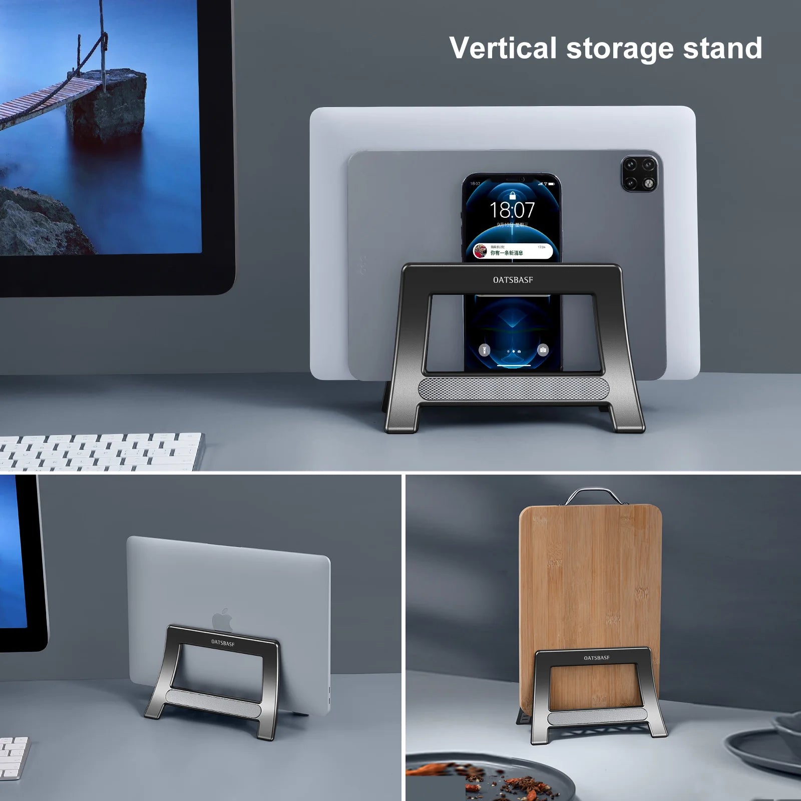 OATSBASF Vertical Laptop Stand Holder For MacBook Air Pro Xiaomi Tablet Gravity Notebook Stand ABS Laptop Support Desktop Holder