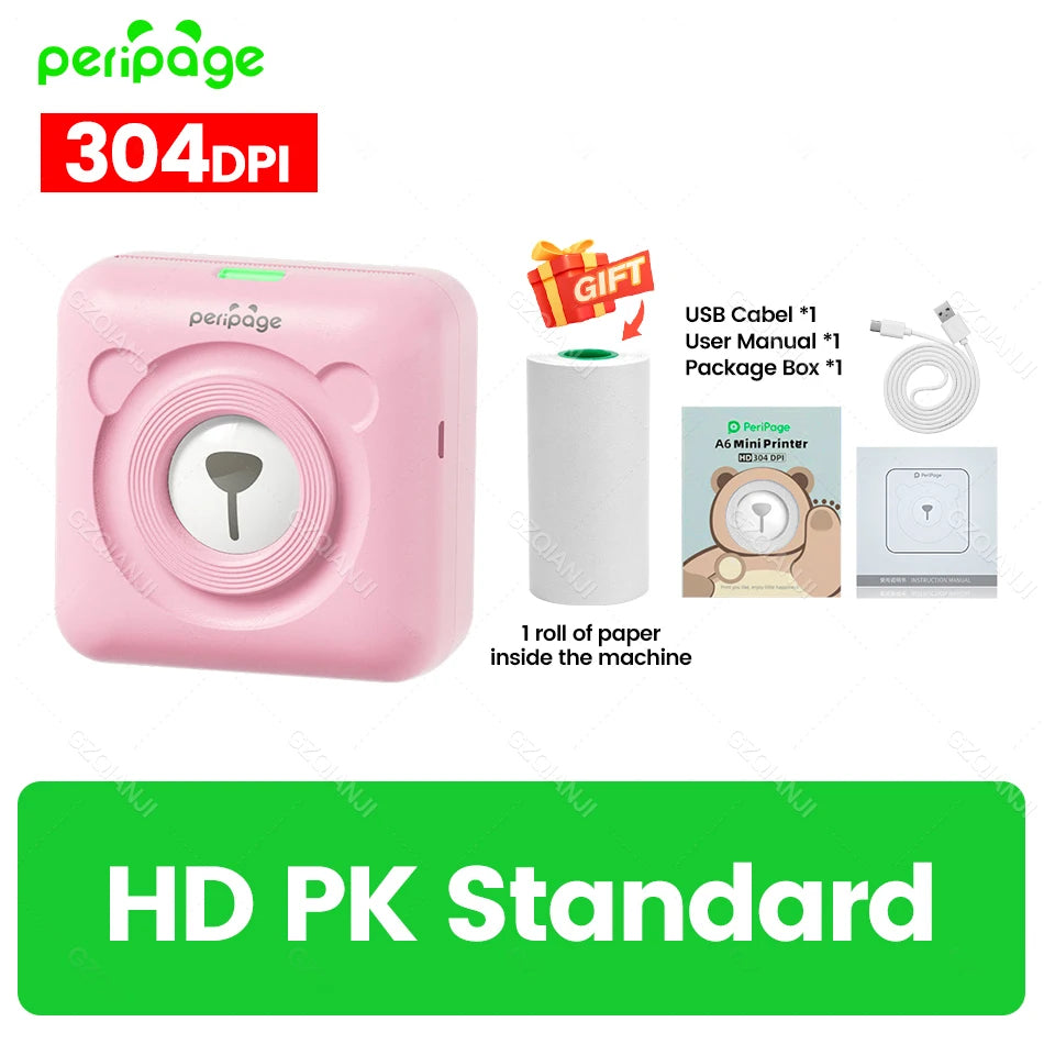 9 Colors Peripage A6 304DPI Mini Photo Printer Notes Sticker Label Printing Machine Bluetooth Portable Wireless Printer Marker