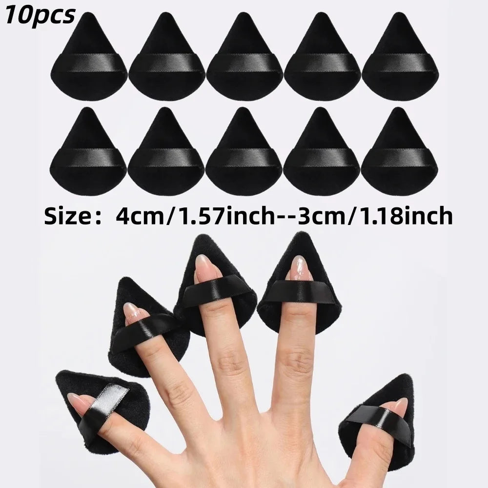 Reusable Black Triangle Velvet Powder Puff Soft Facial Blending Sponge, Multipurpose Foundation Cosmetic Sponge for Daily Makeup