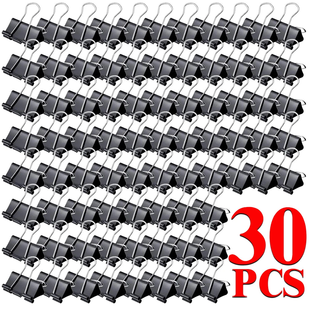 10-50PCS Foldback Clips Multi-Purpose Paper Clips Metal Binder Clip Office Clip Black 15mm for Paperwork Office Home Kitchen