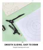 JIANWU Black Metal Compass Geometry Set Zinc Alloy Multifunction-clip Pen Compass Writing Drawing Tools School Office Stationery