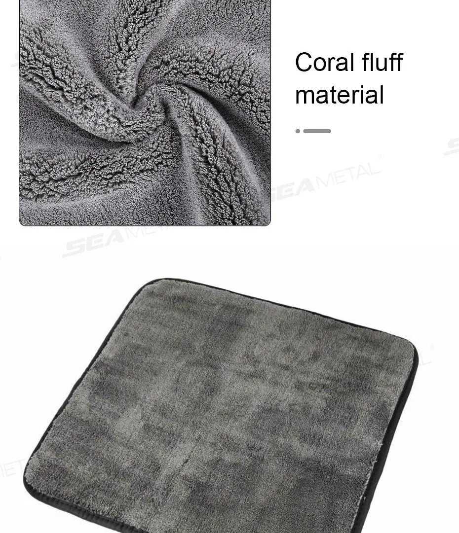 SEAMETAL Thicken Car Cleaning Towel 1200GSM Super-Absorption Microfiber Washing Towel Ultra-Soft Scratch-Free Car Drying Cloth