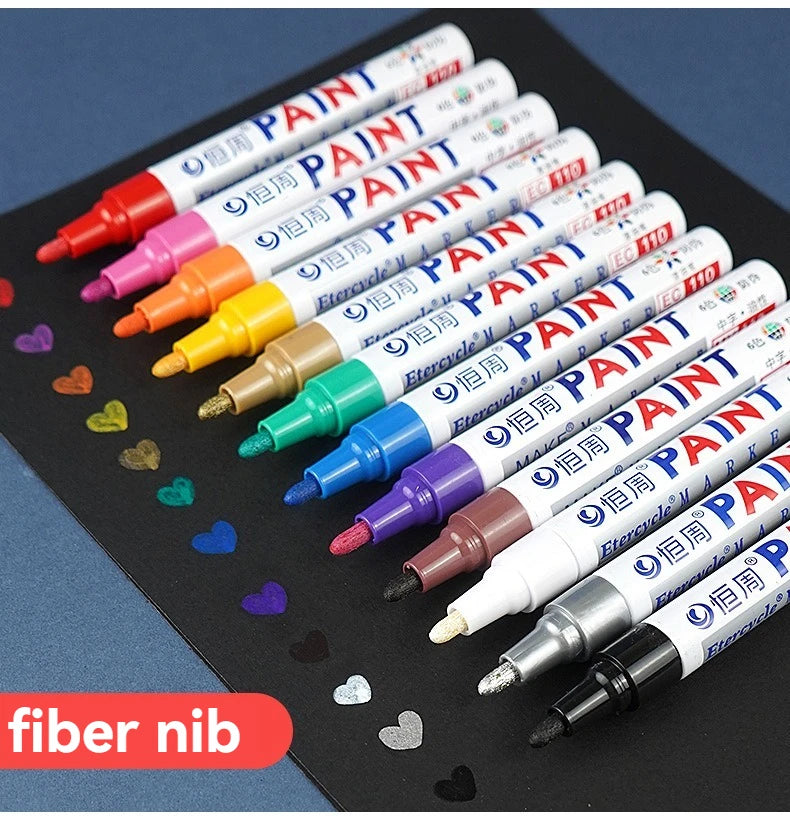 1/3/6/12 Colors Permanent Paint Marker White/Gold/silver Markers for Car Tire Tread Rubber Fabric Paint Metal Paint Marker Pens