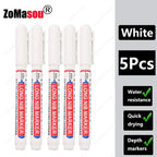 1-90Pcs Waterproof White Long Head Markers Pen 2cm Woodworking Deep Hole Marker Pens Metal Carpenter Black/Red/Blue/Green Ink