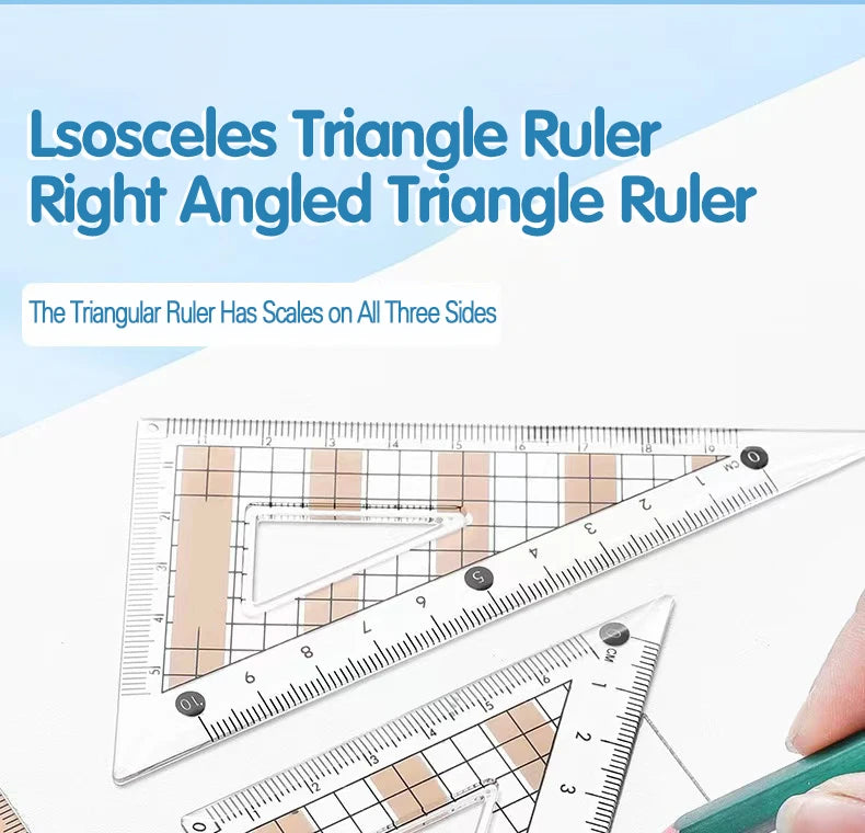 8-Piece Set of Measuring Rules for Students Including Compass Measuring Angle Ruler Triangular Ruler Measuring and Drawing Compl