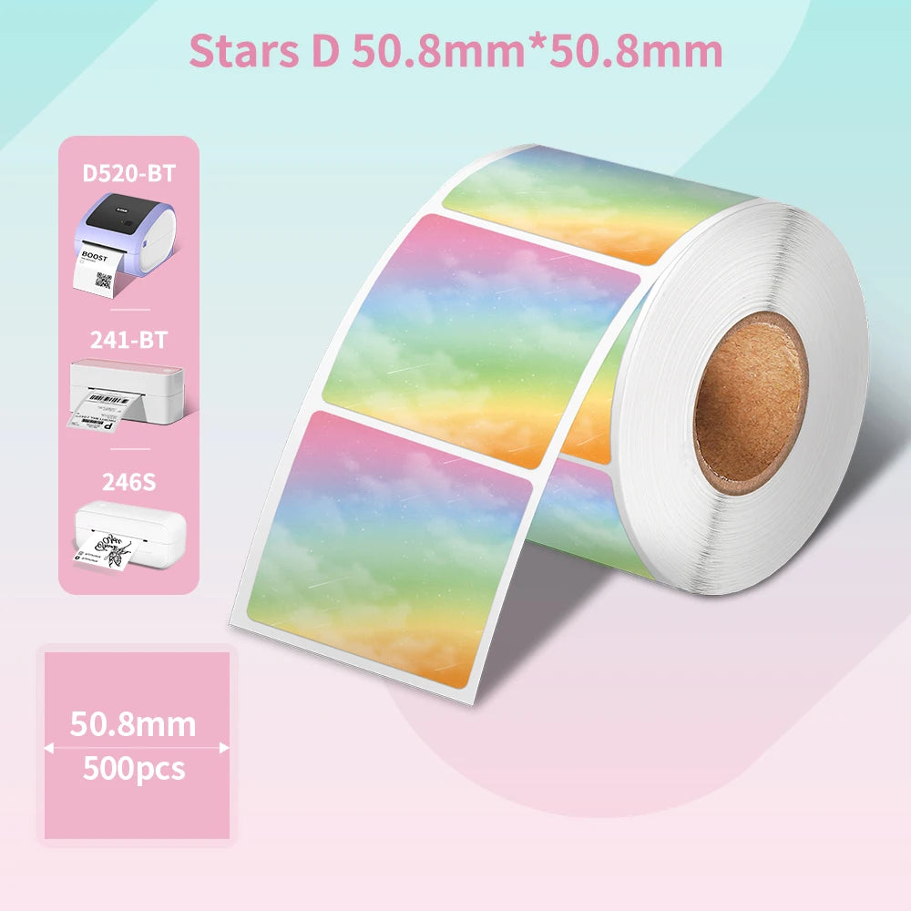 Phomemo PM-241BT Shipping Label Printer Label Sticker Round Label Square Label Rainbow Color DIY Logo Design Small Business