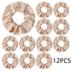 12/8pcs Premium Satin Large Intestine Hair Bands for Women Hundreds of Fabric Rubber Bands Hair Accessories