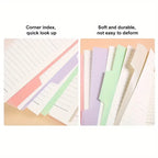 1sets 4pcs A4/B5/A5 PP Plastic Binder Index Divider Sheets 30 Holes Tab Divider for Notebook Rectangle Mixed Color